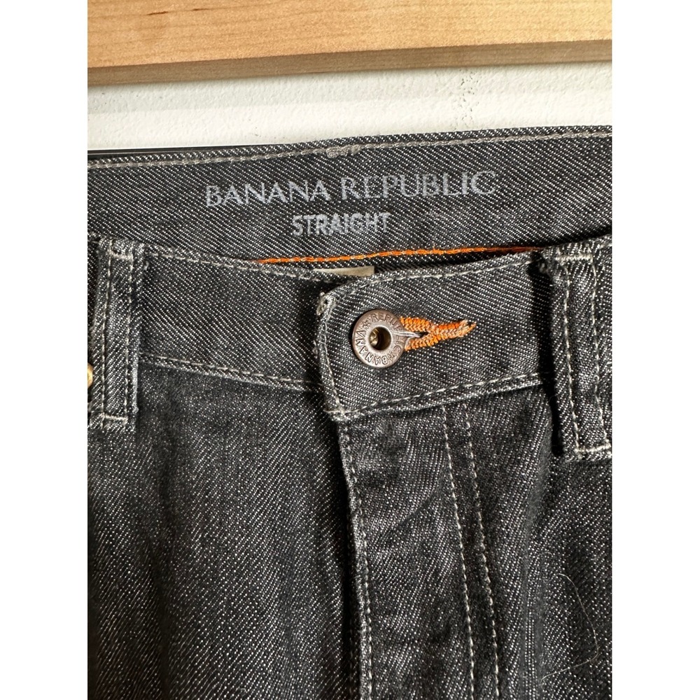 Banana Republic Mens Straight Fit Dark Wash 100% Cotton Denim Jeans 34x34 Black - Picture 2 of 6
